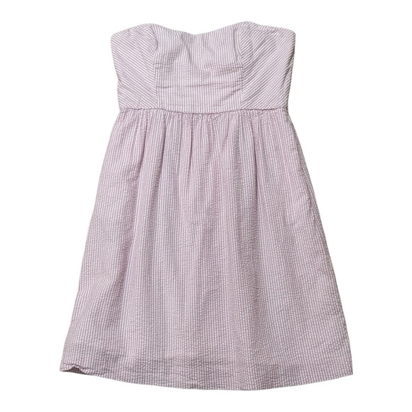 J. CREW Pink White Striped Seersucker Strapless Mini Dress 100% Cotton‎ Size 8 - Picture 7 of 7